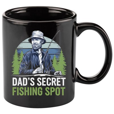 Dads Secret Fishing Spot Funny Fathers Day Fish Lover 11oz C Handle Ceramic Mug