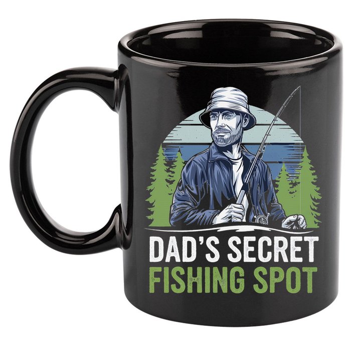 Dads Secret Fishing Spot Funny Fathers Day Fish Lover 11oz C Handle Ceramic Mug