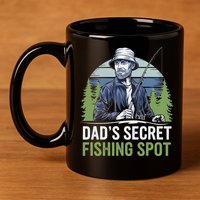Dads Secret Fishing Spot Funny Fathers Day Fish Lover 11oz C Handle Ceramic Mug