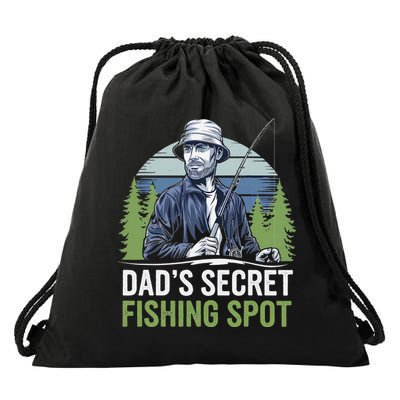 Dads Secret Fishing Spot Funny Fathers Day Fish Lover Drawstring Bag