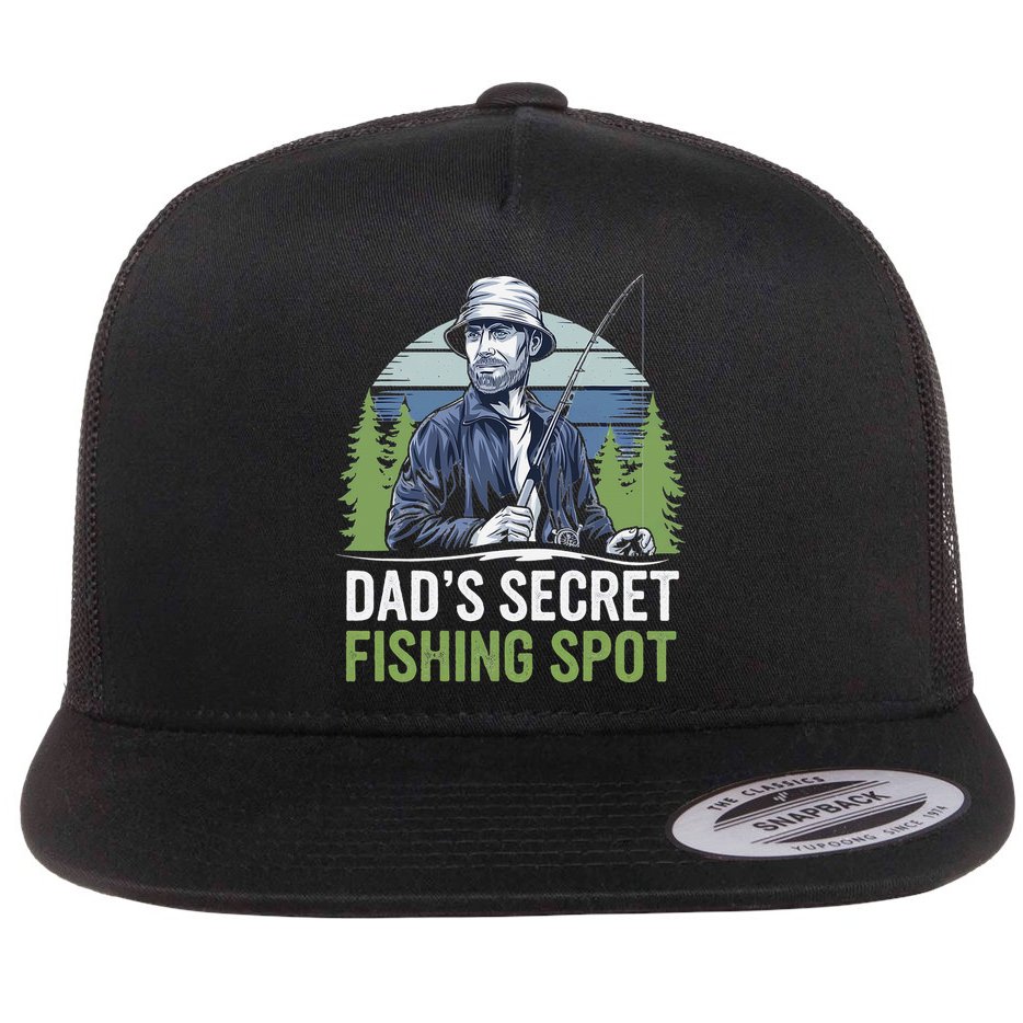 Dads Secret Fishing Spot Funny Fathers Day Fish Lover Flat Bill Trucker Hat