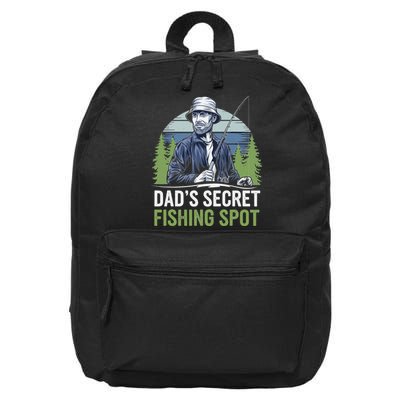 Dads Secret Fishing Spot Funny Fathers Day Fish Lover 16 in Basic Backpack