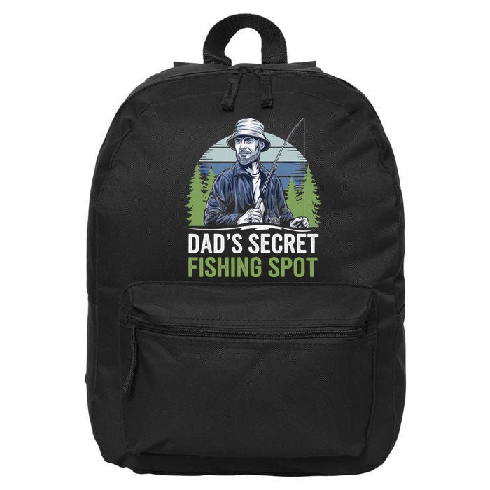 Dads Secret Fishing Spot Funny Fathers Day Fish Lover 16 in Basic Backpack