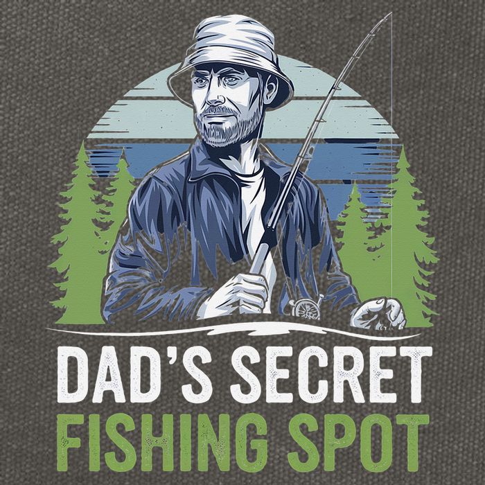 Dads Secret Fishing Spot Funny Fathers Day Fish Lover Cotton Canvas Backpack