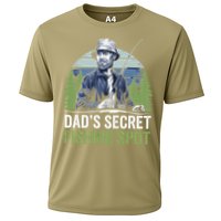 Dads Secret Fishing Spot Funny Fathers Day Fish Lover Cooling Performance Crew T-Shirt