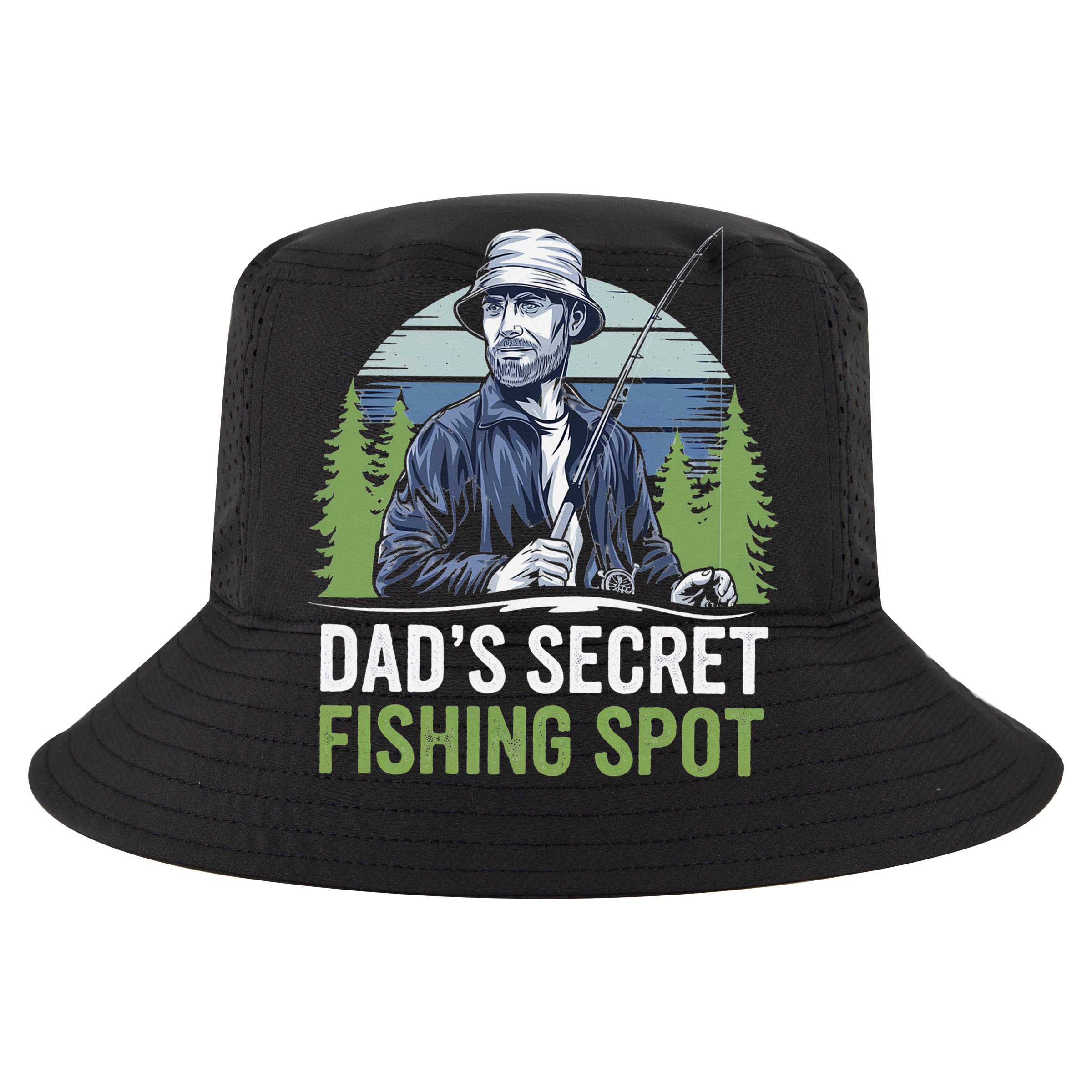 Dads Secret Fishing Spot Funny Fathers Day Fish Lover Cooling Performance Crew T-Shirt