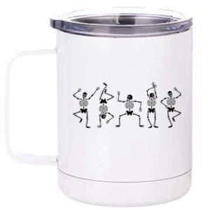 Dancing Skeletons Fun Halloween Pumpkin Spice Witch Graphic Gift 12 oz Stainless Steel Tumbler Cup