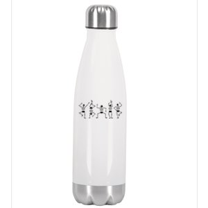 Dancing Skeletons Fun Halloween Pumpkin Spice Witch Graphic Gift Stainless Steel Insulated Water Bottle