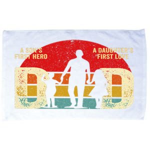 Dad sons first hero daughter love for father's day Microfiber Hand Towel