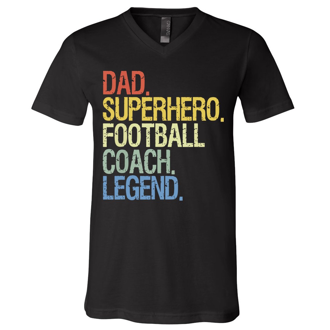 Dad Superhero Football Coach Legend V-Neck T-Shirt