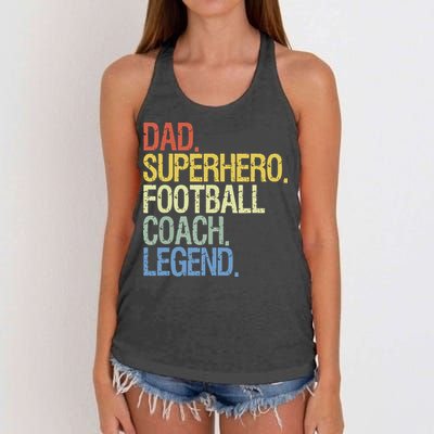 Dad Superhero Football Coach Legend Women's Knotted Racerback Tank