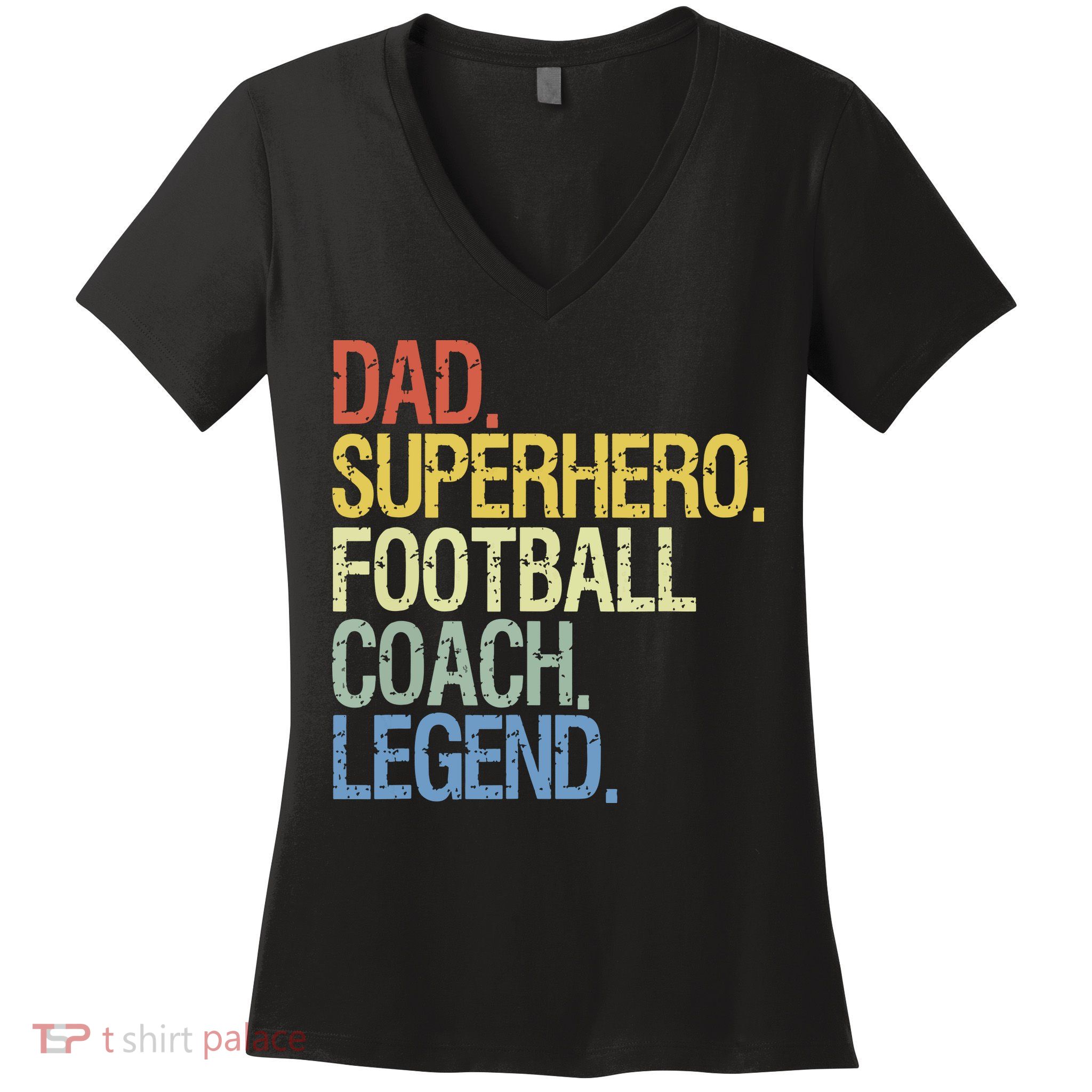Dad Superhero Football Coach Legend Women's V-Neck T-Shirt