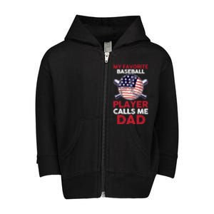 Dad Son Father Baseball Player Gift Toddler Zip Fleece Hoodie