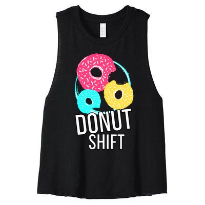 Donut Shift For Mttf Associates Doughnut Schedule Women's Racerback Cropped Tank