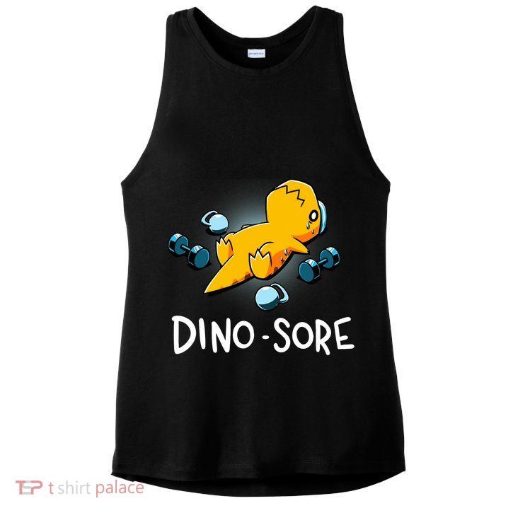 Dino Sore Funny Dinosaur Workout Gym Lifting Fitness Ladies PosiCharge Tri-Blend Wicking Tank