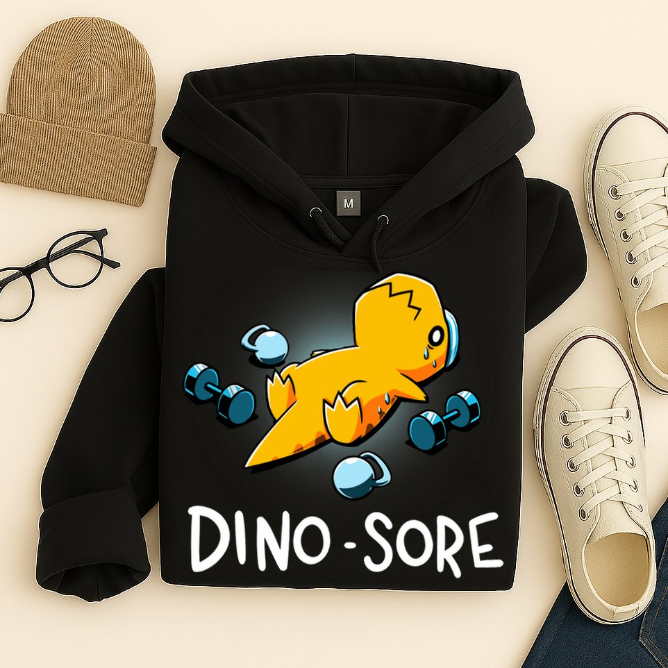 Dino Sore Funny Dinosaur Workout Gym Lifting Fitness Hoodie