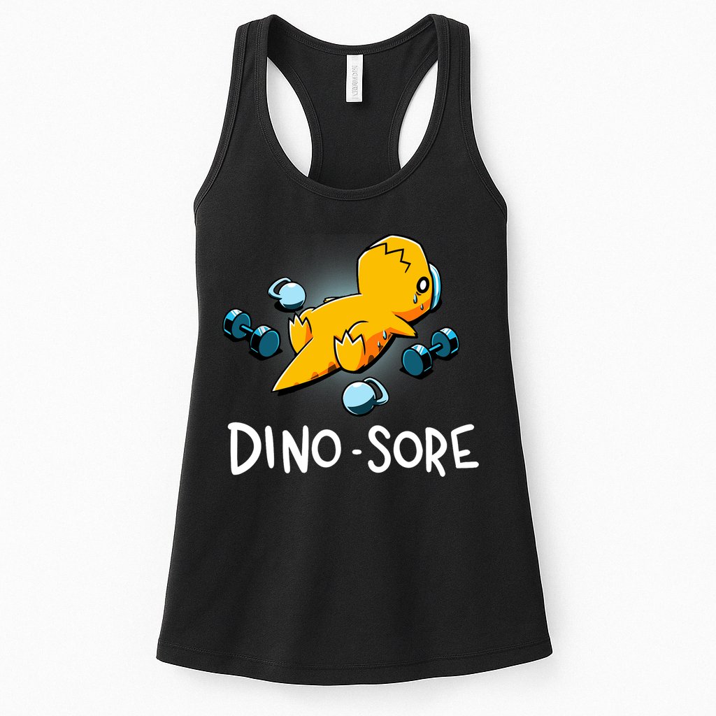 Dino Sore Funny Dinosaur Workout Gym Lifting Fitness Womens Tank Top