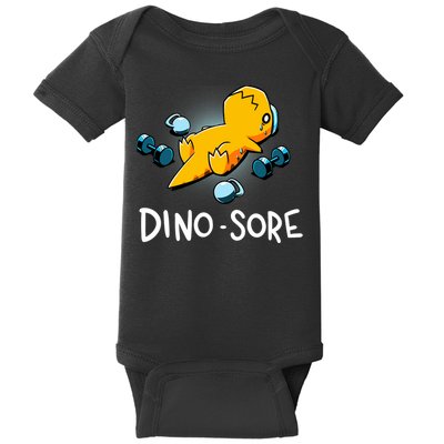 Dino Sore Funny Dinosaur Workout Gym Lifting Fitness Baby Bodysuit