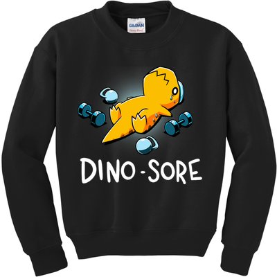 Dino Sore Funny Dinosaur Workout Gym Lifting Fitness Kids Sweatshirt