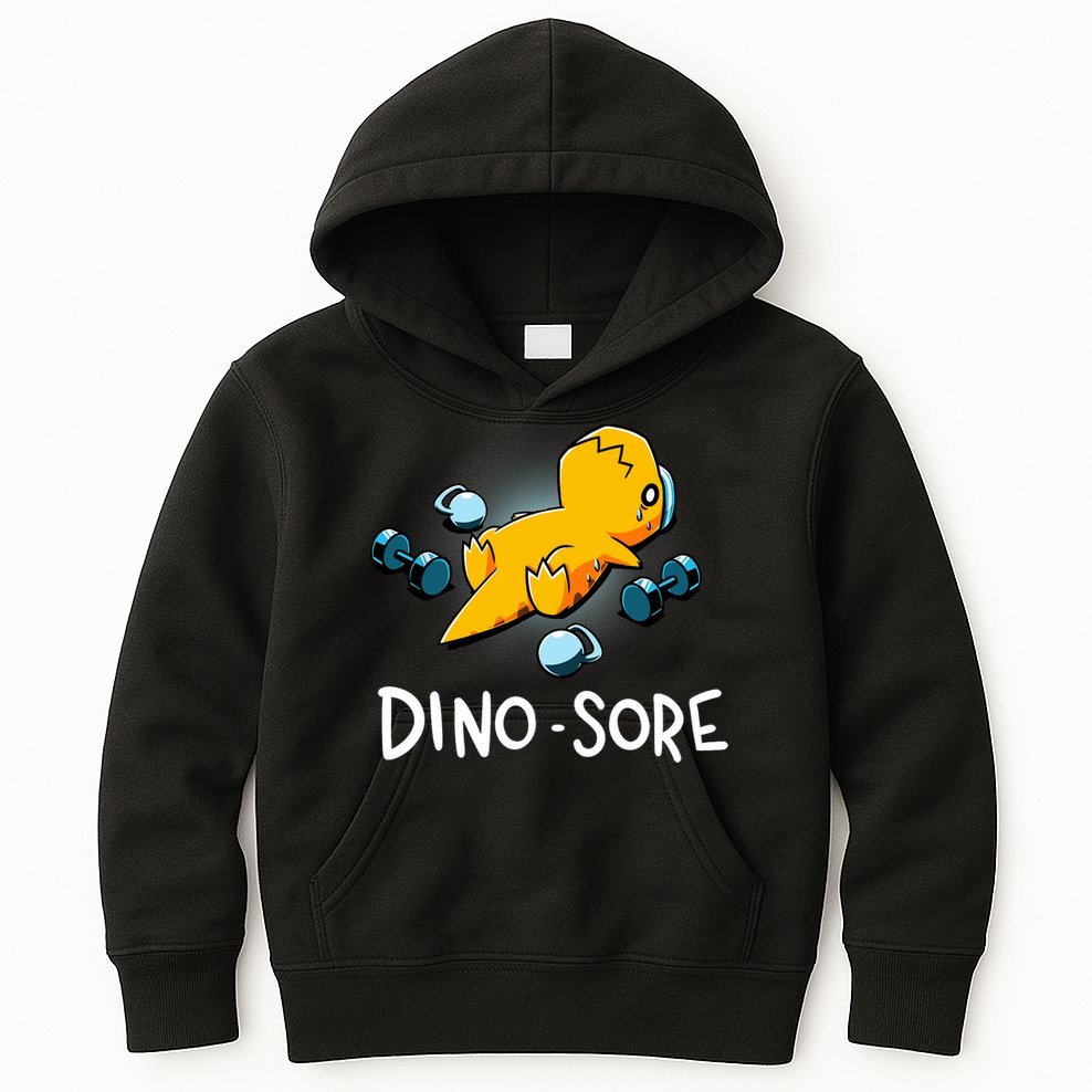 Dino Sore Funny Dinosaur Workout Gym Lifting Fitness Kids Hoodie