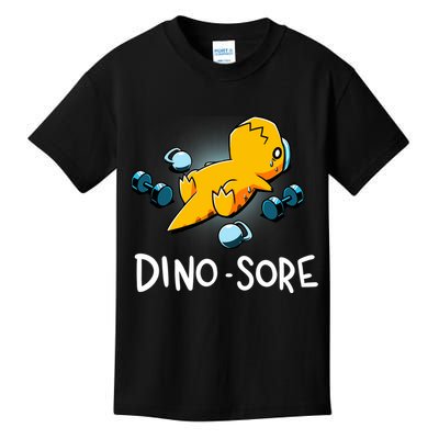 Dino Sore Funny Dinosaur Workout Gym Lifting Fitness Kids T-Shirt