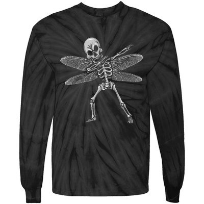 Dabbing Skeleton Fairy Funny Halloween GoblinCore Tie-Dye Long Sleeve Shirt