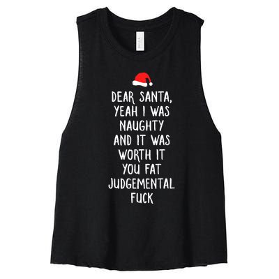 Dear Santa Funny Inappropriate Christmas Women's Racerback Cropped Tank