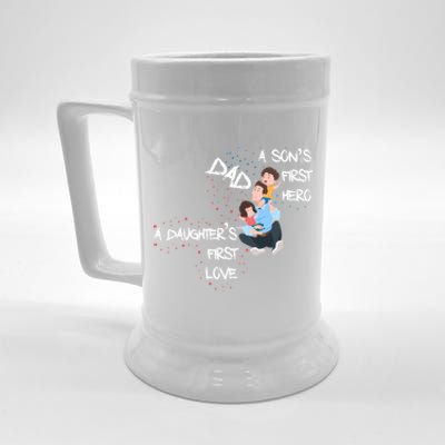 Dad Sons First Hero Daughters First Love Funny Meaningful Gift Beer Stein