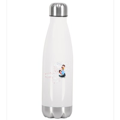 Dad Sons First Hero Daughters First Love Funny Meaningful Gift Stainless Steel Insulated Water Bottle