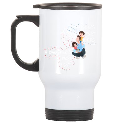 Dad Sons First Hero Daughters First Love Funny Meaningful Gift Stainless Steel Travel Mug