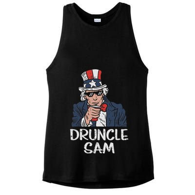 Druncle Sam Funny Uncle Sam Beer 4th Of July Party Drinking Ladies PosiCharge Tri-Blend Wicking Tank