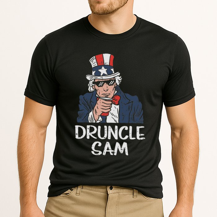 Druncle Sam Funny Uncle Sam Beer 4th Of July Party Drinking Cooling Performance Crew T-Shirt