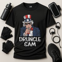 Druncle Sam Funny Uncle Sam Beer 4th Of July Party Drinking Cooling Performance Crew T-Shirt
