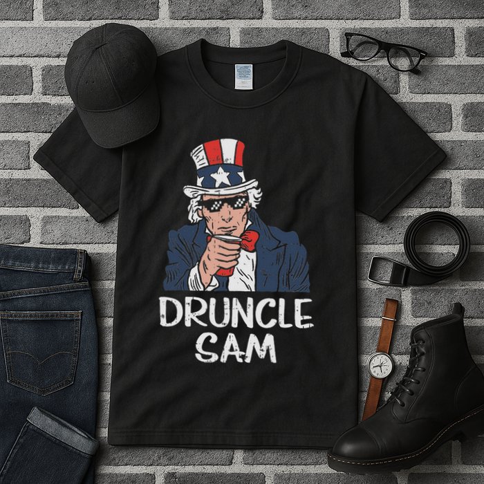Druncle Sam Funny Uncle Sam Beer 4th Of July Party Drinking Tall T-Shirt