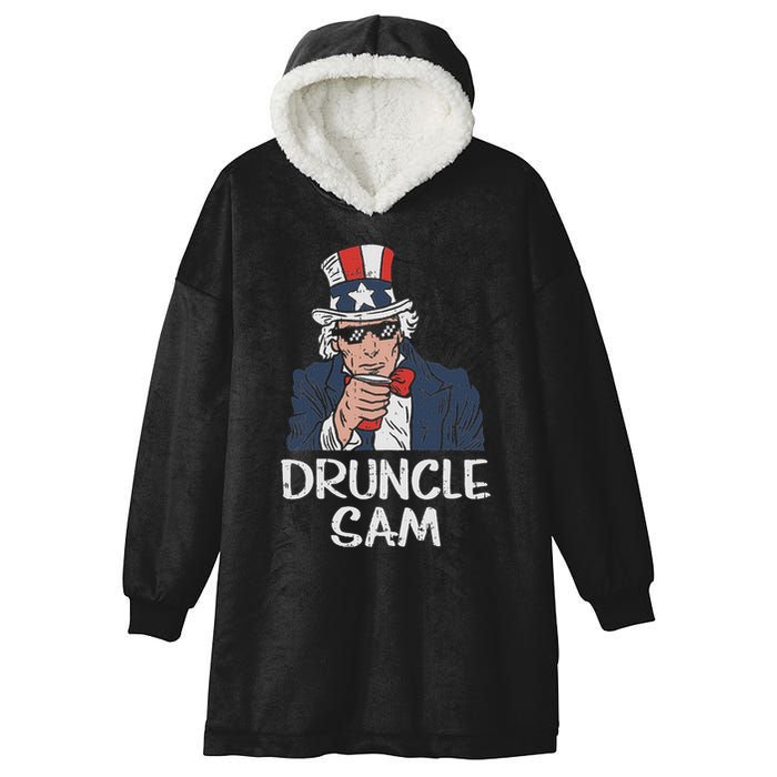 Druncle Sam Funny Uncle Sam Beer 4th Of July Party Drinking Hooded Wearable Blanket