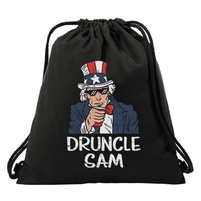 Druncle Sam Funny Uncle Sam Beer 4th Of July Party Drinking Drawstring Bag