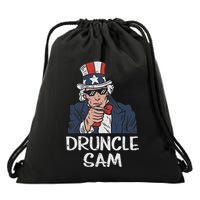 Druncle Sam Funny Uncle Sam Beer 4th Of July Party Drinking Drawstring Bag