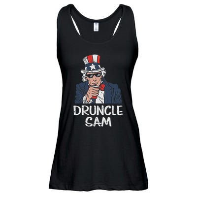 Druncle Sam Funny Uncle Sam Beer 4th Of July Party Drinking Ladies Essential Flowy Tank