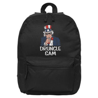 Druncle Sam Funny Uncle Sam Beer 4th Of July Party Drinking 16 in Basic Backpack