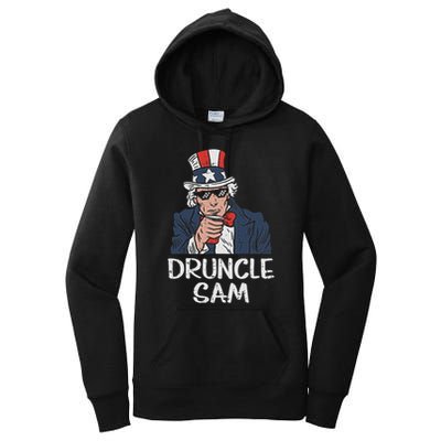 Druncle Sam Funny Uncle Sam Beer 4th Of July Party Drinking Women's Pullover Hoodie