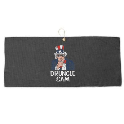 Druncle Sam Funny Uncle Sam Beer 4th Of July Party Drinking Large Microfiber Waffle Golf Towel