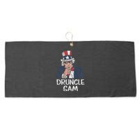 Druncle Sam Funny Uncle Sam Beer 4th Of July Party Drinking Large Microfiber Waffle Golf Towel