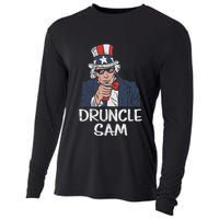 Druncle Sam Funny Uncle Sam Beer 4th Of July Party Drinking Cooling Performance Long Sleeve Crew