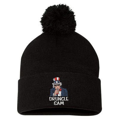 Druncle Sam Funny Uncle Sam Beer 4th Of July Party Drinking Pom Pom 12in Knit Beanie