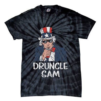Druncle Sam Funny Uncle Sam Beer 4th Of July Party Drinking Tie-Dye T-Shirt