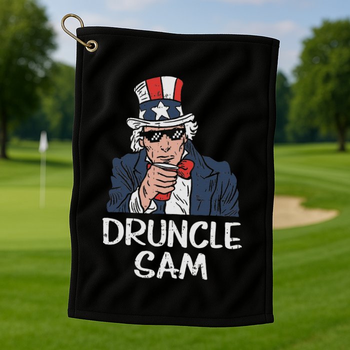 Druncle Sam Funny Uncle Sam Beer 4th Of July Party Drinking Golf Towel