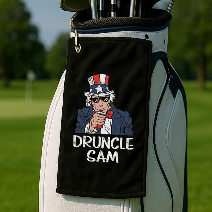 Druncle Sam Funny Uncle Sam Beer 4th Of July Party Drinking Golf Towel