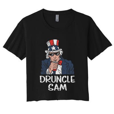 Druncle Sam Funny Uncle Sam Beer 4th Of July Party Drinking Crop Top