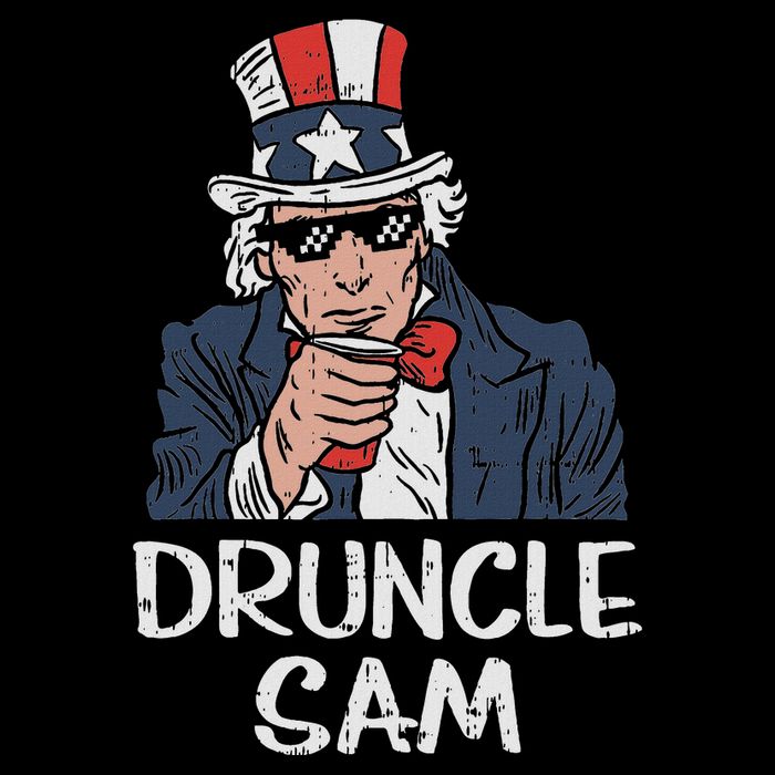 Druncle Sam Funny Uncle Sam Beer 4th Of July Party Drinking Cropped Pullover Crew