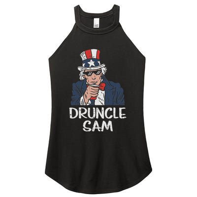 Druncle Sam Funny Uncle Sam Beer 4th Of July Party Drinking Women's Perfect Tri Rocker Tank